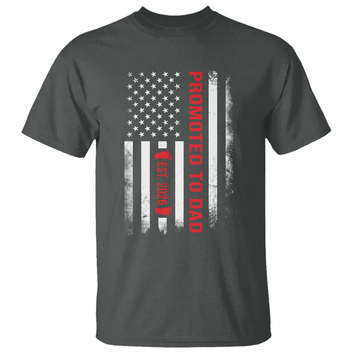 Promoted To Dad Est 2026 T Shirt - New Dad 2026 Baby Announcement Father Gift Tee TS11 Dark Heather Print Your Wear
