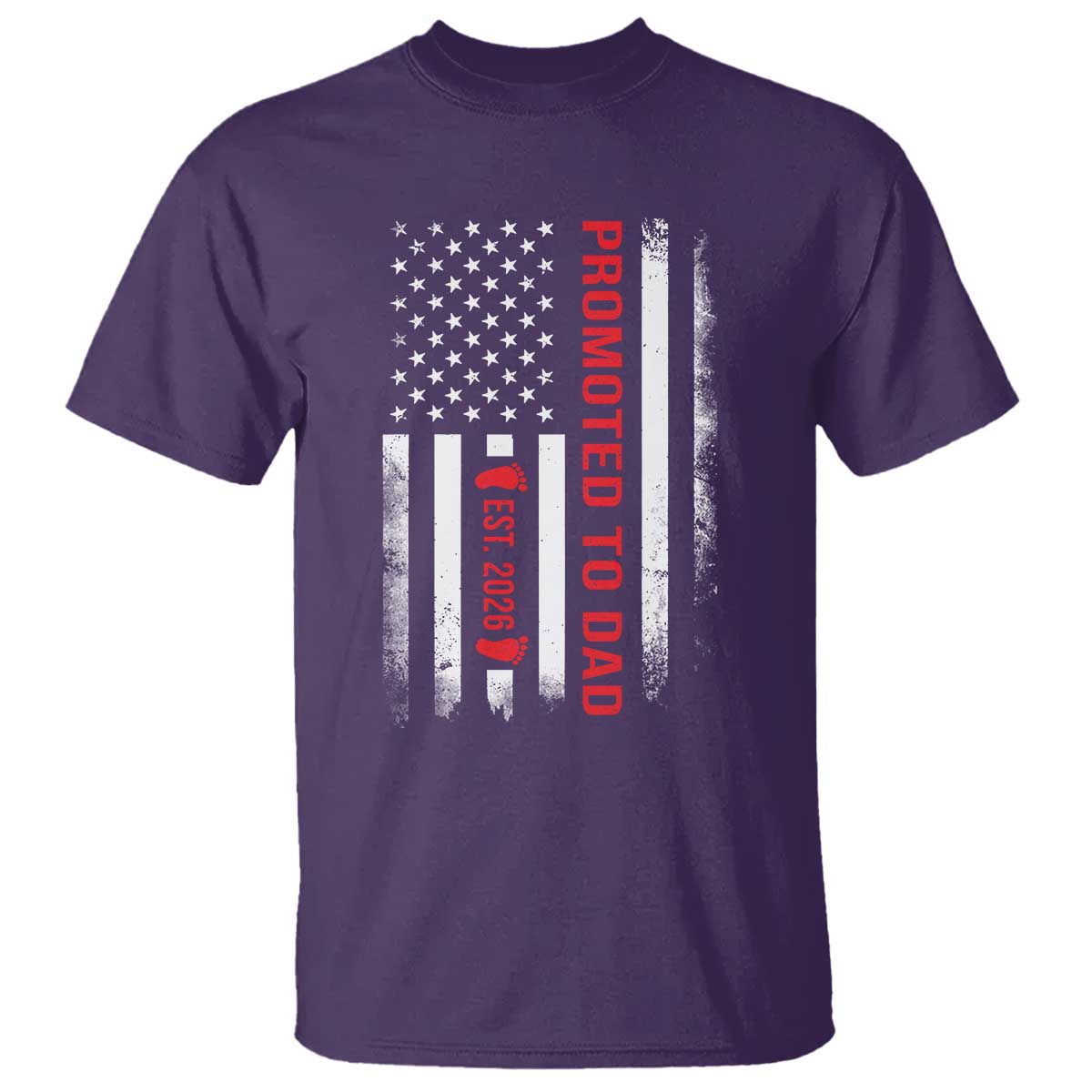 Promoted To Dad Est 2026 T Shirt - New Dad 2026 Baby Announcement Father Gift Tee TS11 Purple Print Your Wear