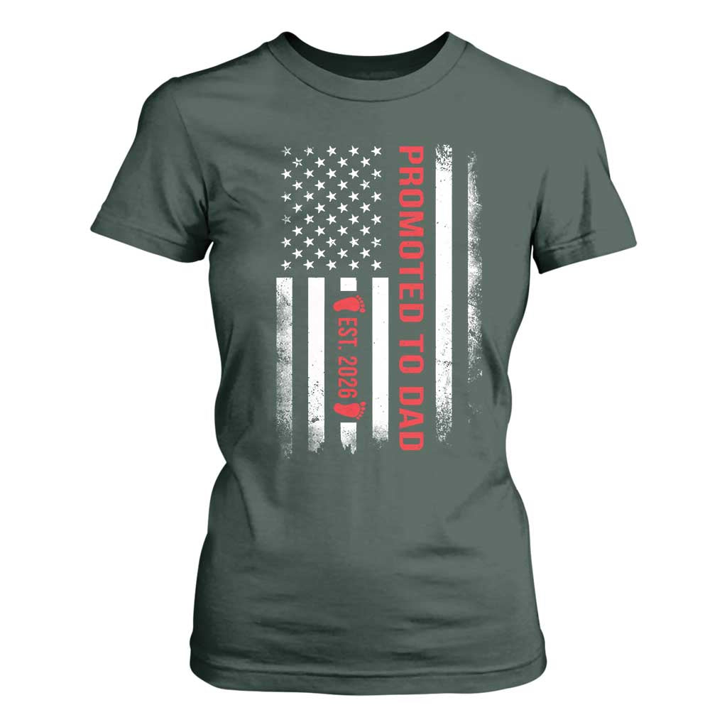 Promoted To Dad Est 2026 T Shirt For Women New Dad 2026 Baby Announcement TS11 Dark Forest Green Print Your Wear