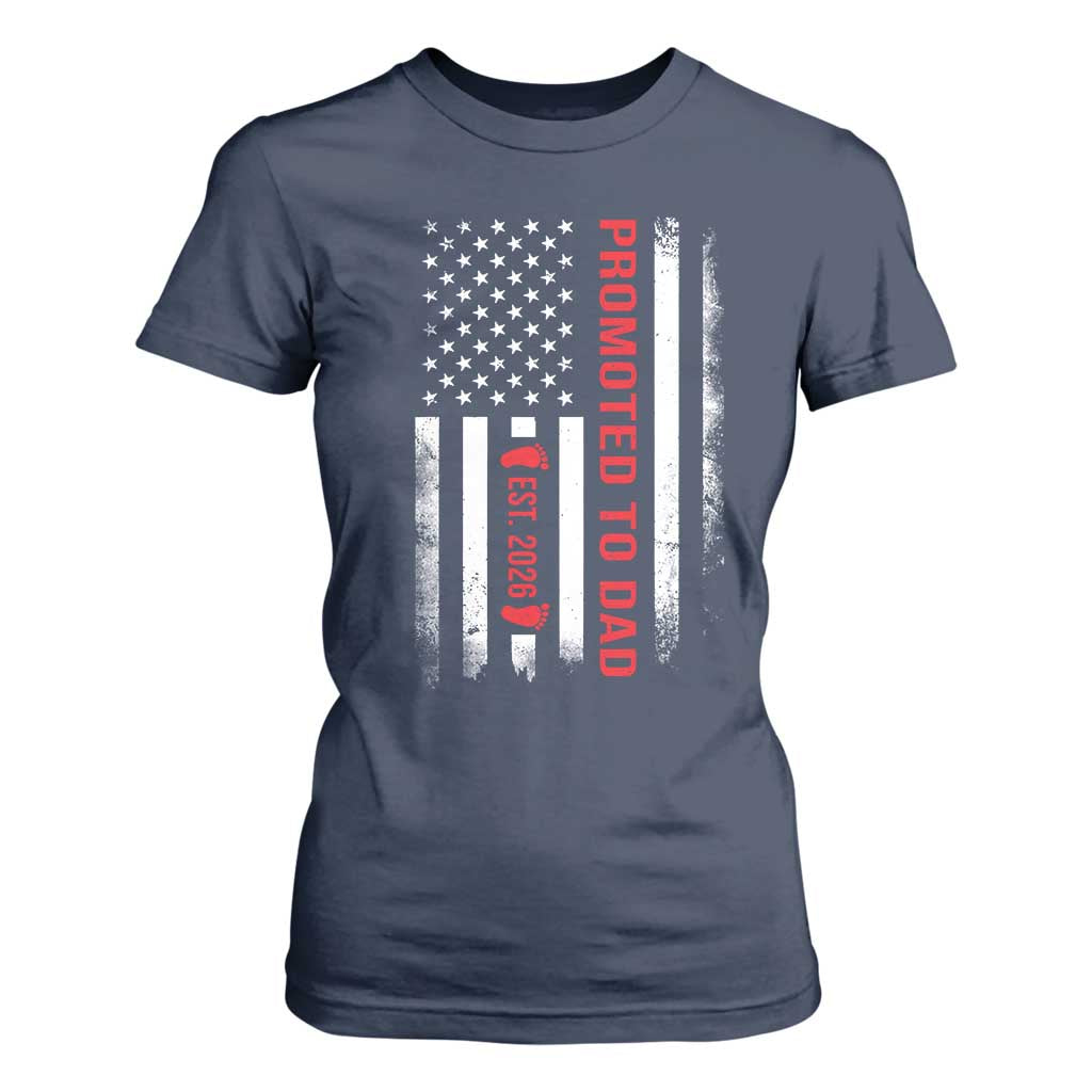 Promoted To Dad Est 2026 T Shirt For Women New Dad 2026 Baby Announcement TS11 Navy Print Your Wear