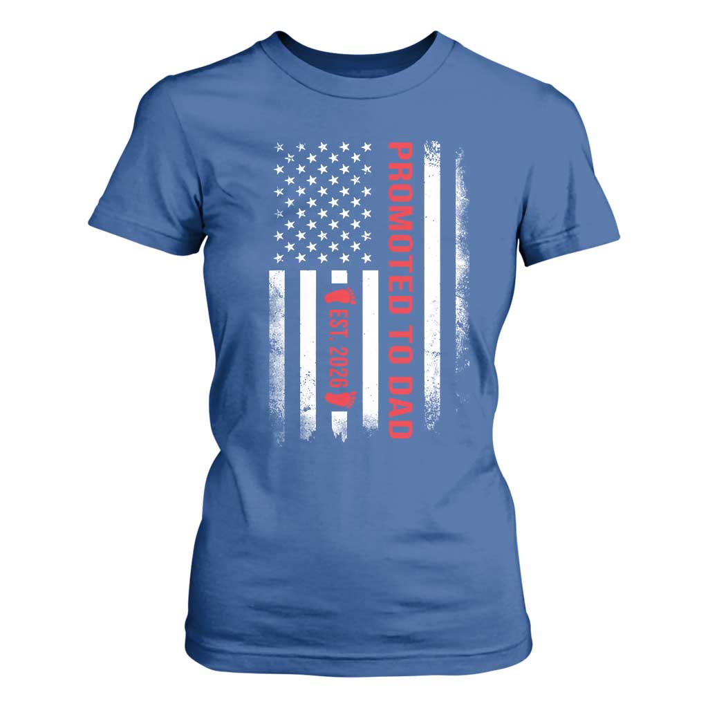 Promoted To Dad Est 2026 T Shirt For Women New Dad 2026 Baby Announcement TS11 Royal Blue Print Your Wear