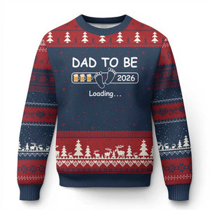 Funny Dad To Be 2026 Loading Ugly Christmas Sweater New Dad Beer Lover TS11 Navy Red Print Your Wear