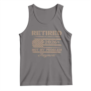 Retired 2026 Not My Problem Anymore Tank Top Funny Retirement Vintage American Flag TS11 Deep Heather Print Your Wear