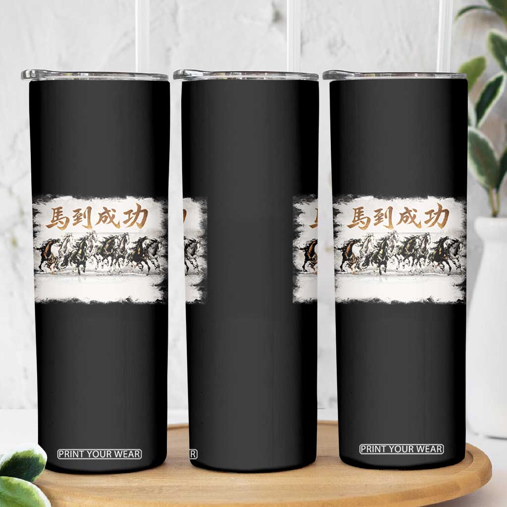 Year of The Horse 2026 Skinny Tumbler Gallop Of The 8 Horses Lunar New Year TS11 Print Your Wear