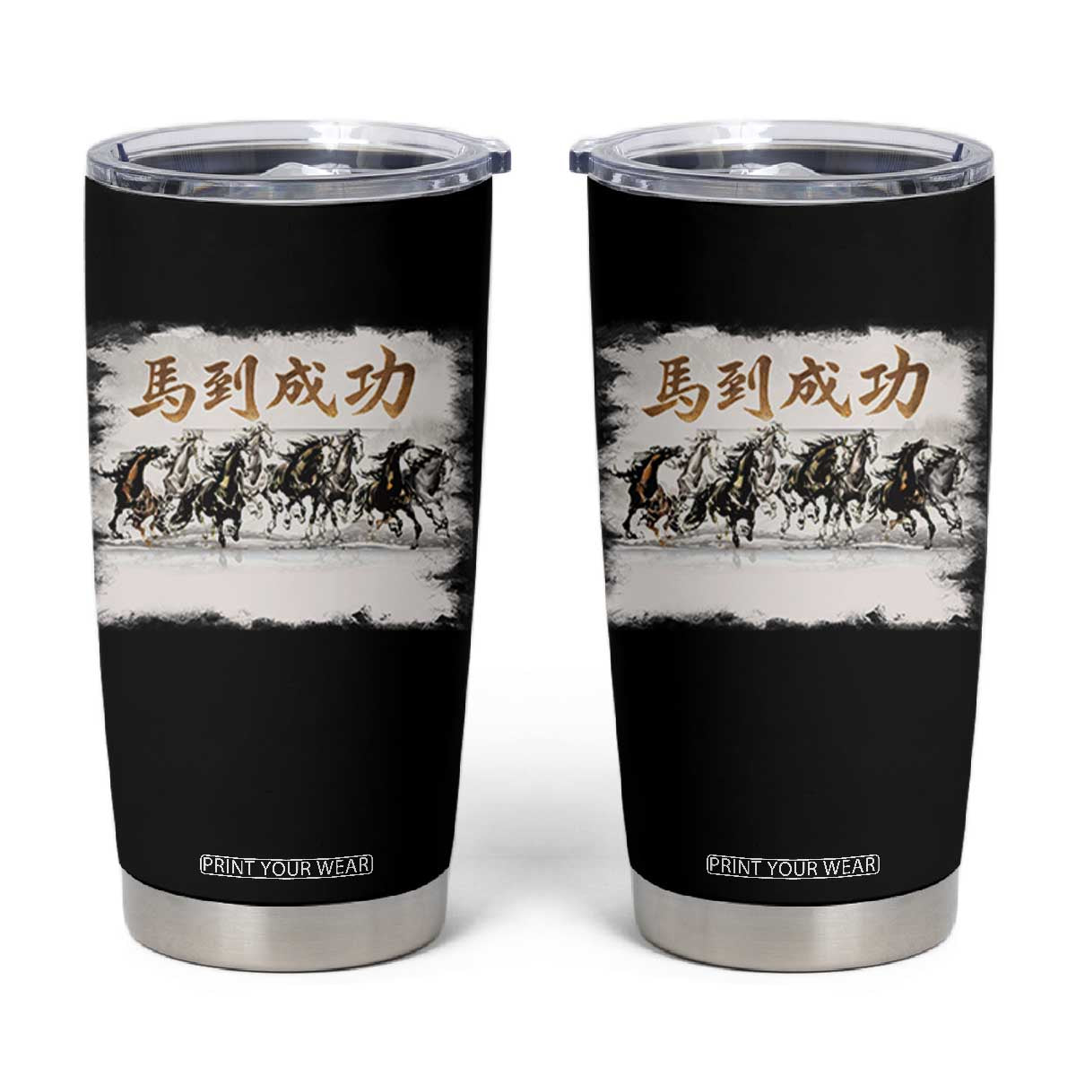 Year of The Horse 2026 Tumbler Cup Gallop Of The 8 Horses Lunar New Year TS11 Black Print Your Wear