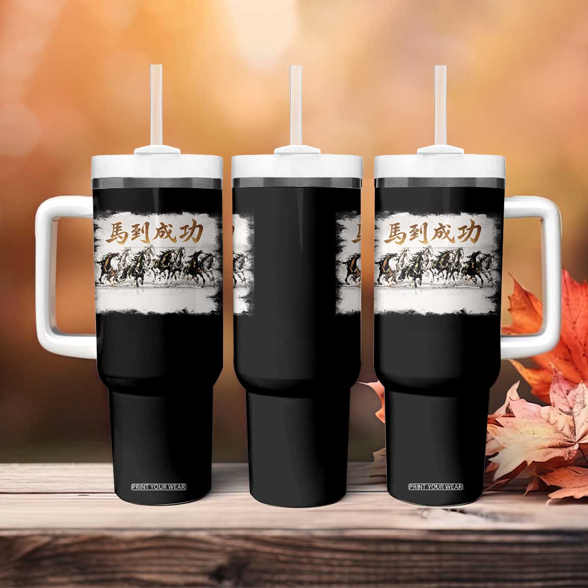 Year of The Horse 2026 Tumbler With Handle Gallop Of The 8 Horses Lunar New Year TS11 Print Your Wear