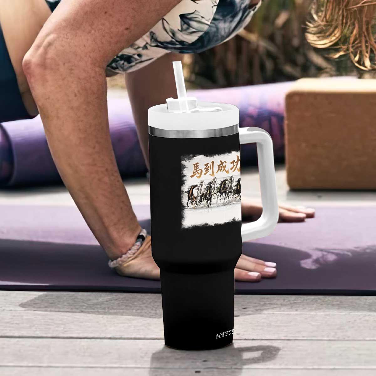 Year of The Horse 2026 Tumbler With Handle Gallop Of The 8 Horses Lunar New Year TS11 Print Your Wear