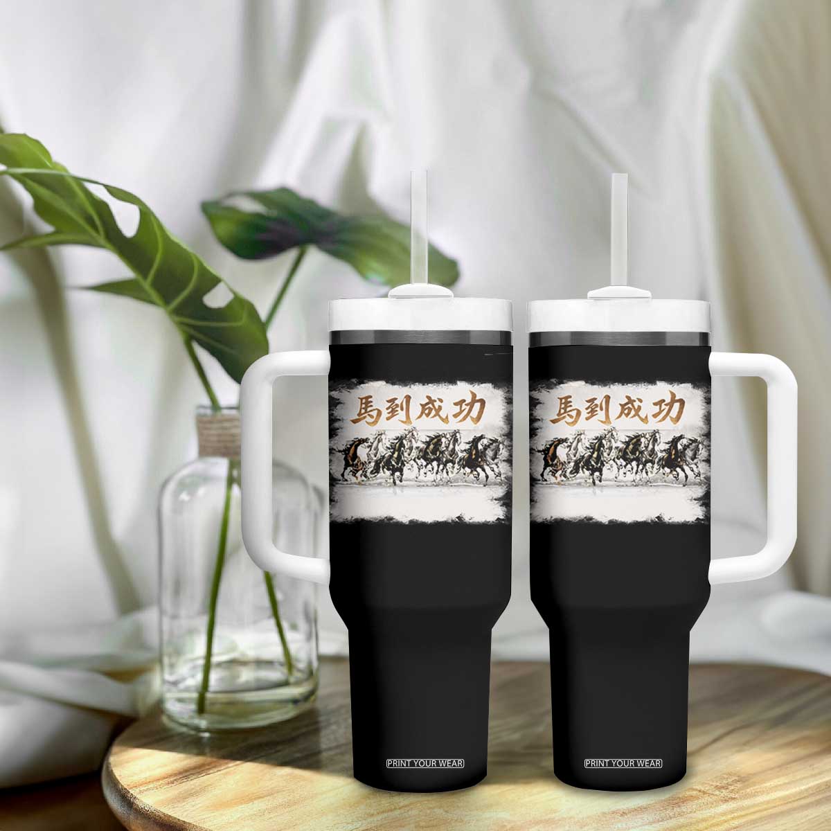 Year of The Horse 2026 Tumbler With Handle Gallop Of The 8 Horses Lunar New Year TS11 Print Your Wear