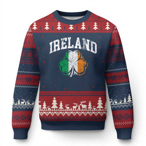 Irish Pride Ugly Christmas Sweater Ireland Shamrock Flag St Patricks Day TS11 Navy Red Print Your Wear