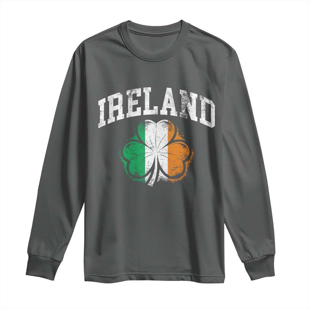 Irish Pride Long Sleeve Shirt Ireland Shamrock Flag St Patricks Day TS11 Dark Heather Print Your Wear