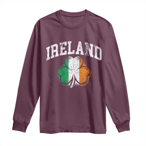 Irish Pride Long Sleeve Shirt Ireland Shamrock Flag St Patricks Day TS11 Maroon Print Your Wear