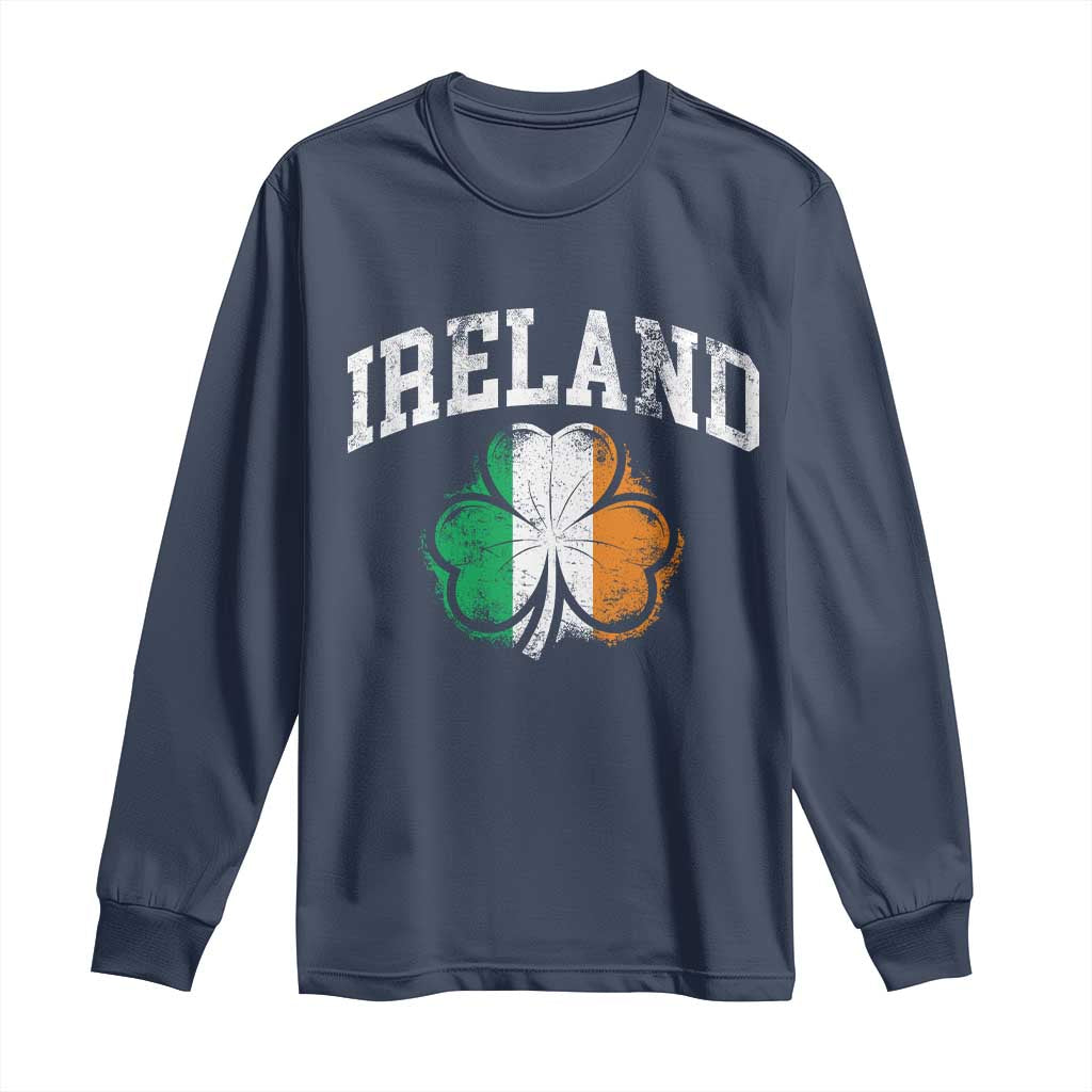 Irish Pride Long Sleeve Shirt Ireland Shamrock Flag St Patricks Day TS11 Navy Print Your Wear