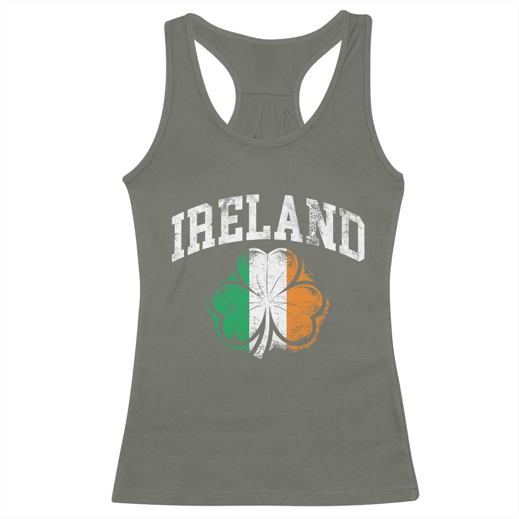 Irish Pride Racerback Tank Top Ireland Shamrock Flag St Patricks Day TS11 Military Green Print Your Wear