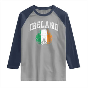 Irish Pride Raglan Shirt Ireland Shamrock Flag St Patricks Day TS11 Sport Gray Navy Print Your Wear