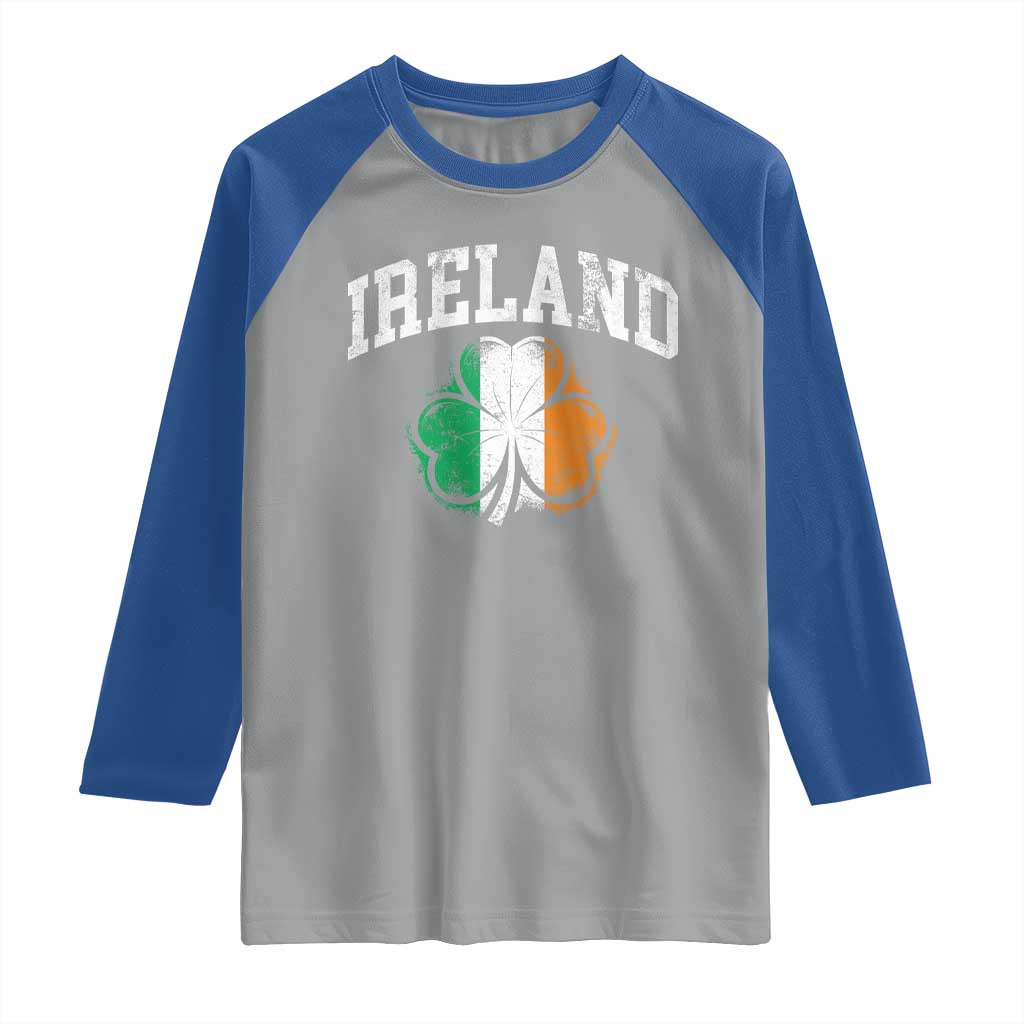 Irish Pride Raglan Shirt Ireland Shamrock Flag St Patricks Day TS11 Sport Gray Royal Print Your Wear