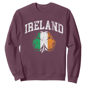 Irish Pride Sweatshirt Ireland Shamrock Flag St Patricks Day TS11 Maroon Print Your Wear