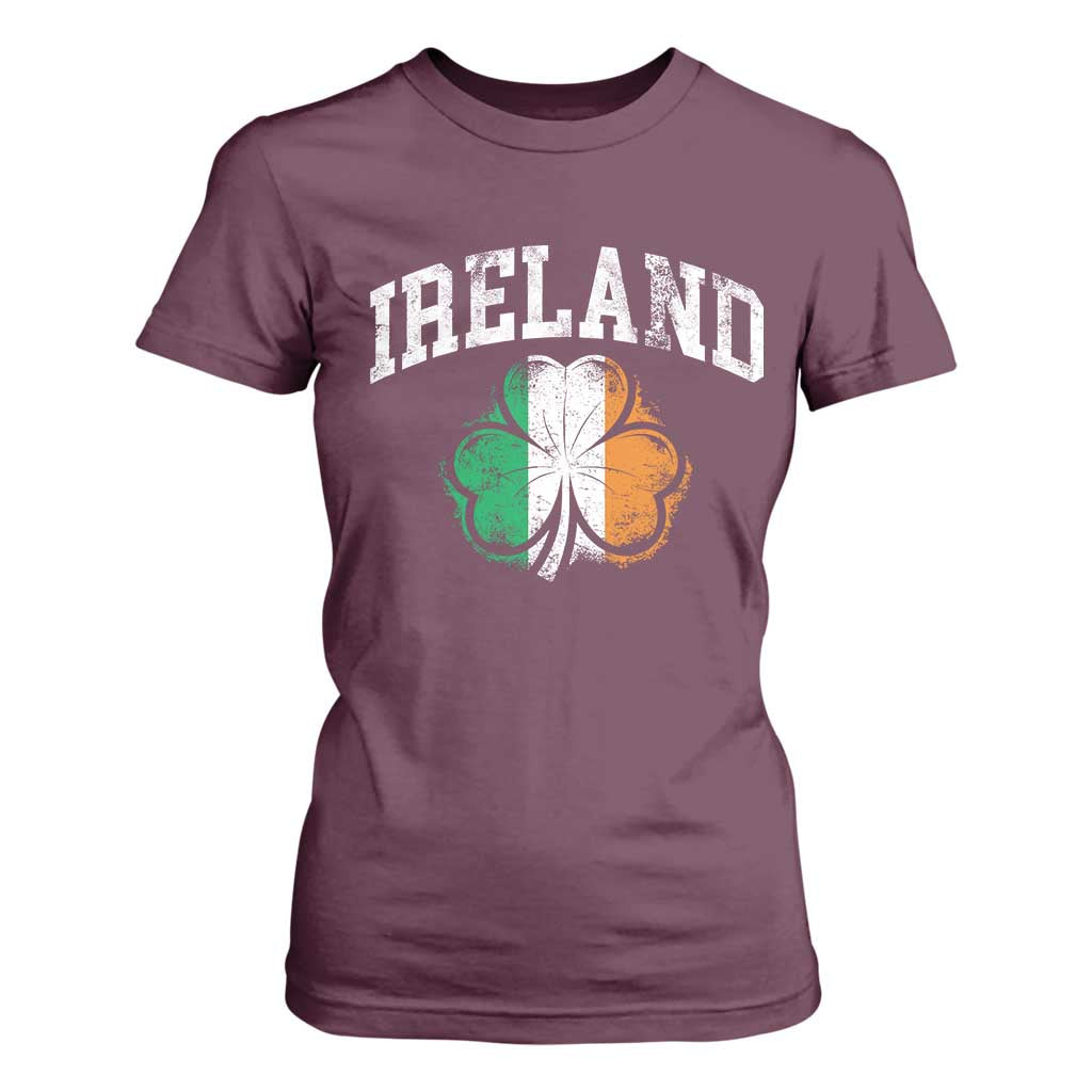 Irish Pride T Shirt For Women Ireland Shamrock Flag St Patricks Day TS11 Maroon Print Your Wear