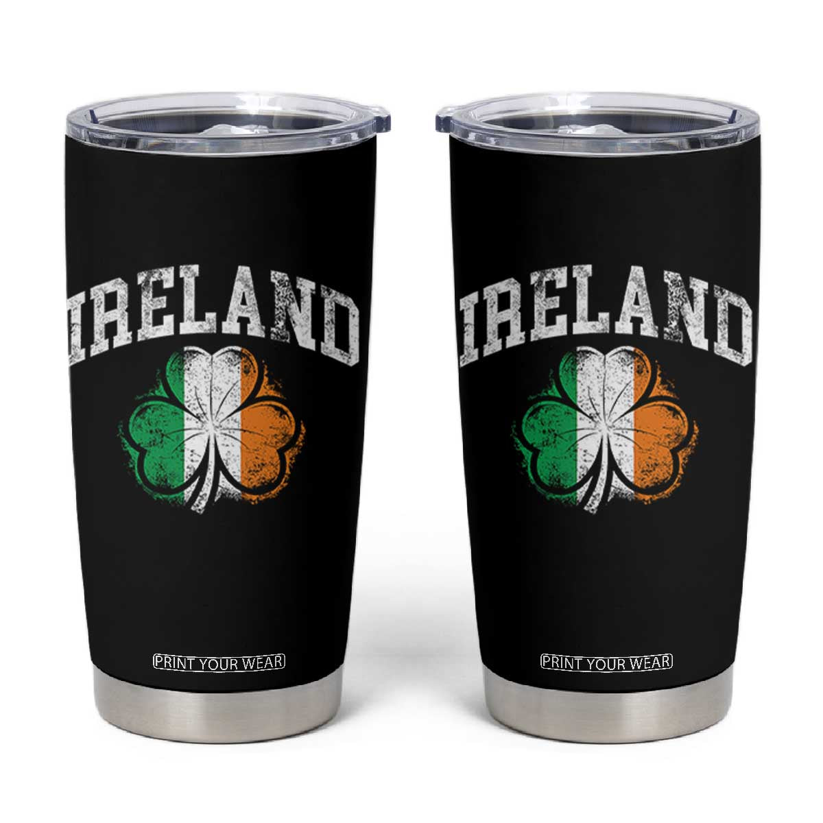 Irish Pride Tumbler Cup Ireland Shamrock Flag St Patricks Day TS11 Black Print Your Wear
