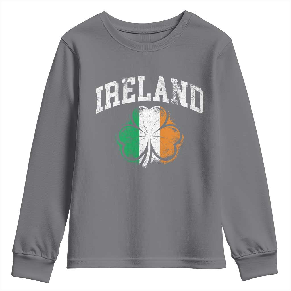 Irish Pride Youth Sweatshirt Ireland Shamrock Flag St Patricks Day TS11 Charcoal Print Your Wear