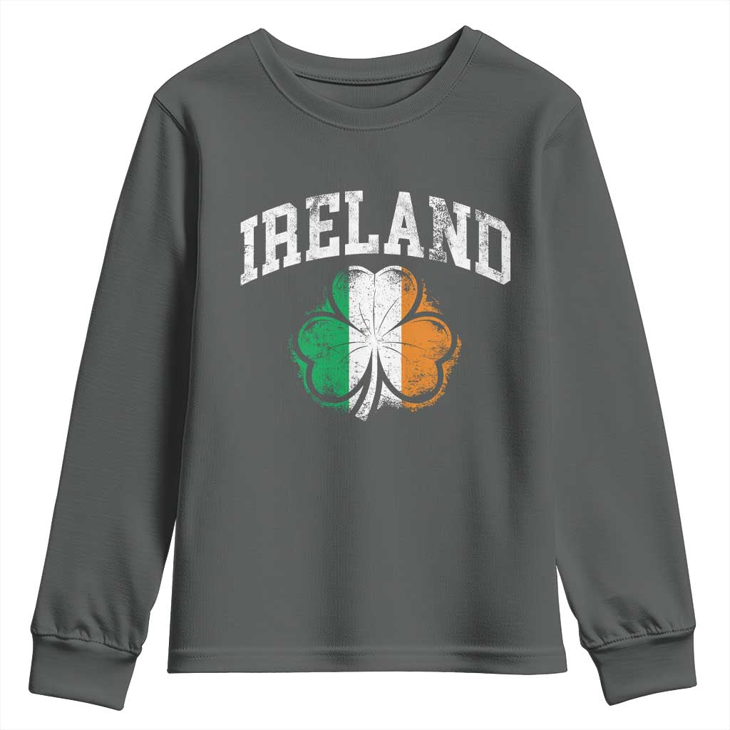 Irish Pride Youth Sweatshirt Ireland Shamrock Flag St Patricks Day TS11 Dark Heather Print Your Wear
