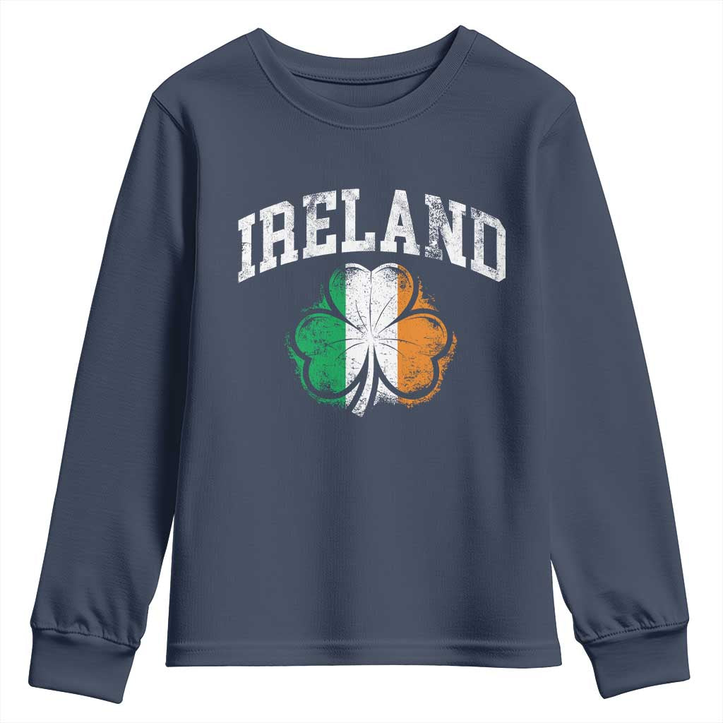 Irish Pride Youth Sweatshirt Ireland Shamrock Flag St Patricks Day TS11 Navy Print Your Wear