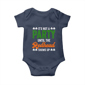 It Is Not A Party Until The Redhead Shows Up Baby Onesie Funny Irish St Patricks Day Shamrock TS11 Navy Print Your Wear
