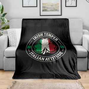 Funny Irish Temper Italian Attitude Throw Blanket Irish Italian Pride Vintage Shamrock TS11 Print Your Wear