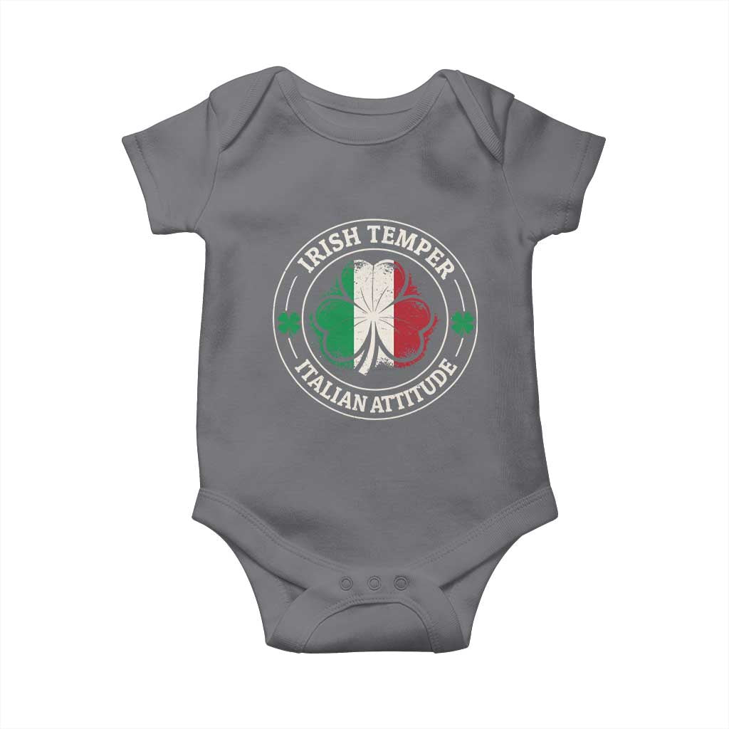 Funny Irish Temper Italian Attitude Baby Onesie Irish Italian Pride Vintage Shamrock TS11 Charcoal Print Your Wear