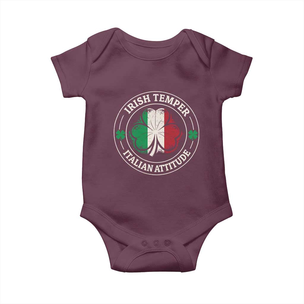 Funny Irish Temper Italian Attitude Baby Onesie Irish Italian Pride Vintage Shamrock TS11 Maroon Print Your Wear