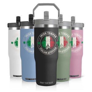 Funny Irish Temper Italian Attitude Flip Straw Tumbler Irish Italian Pride Vintage Shamrock TS11 Print Your Wear