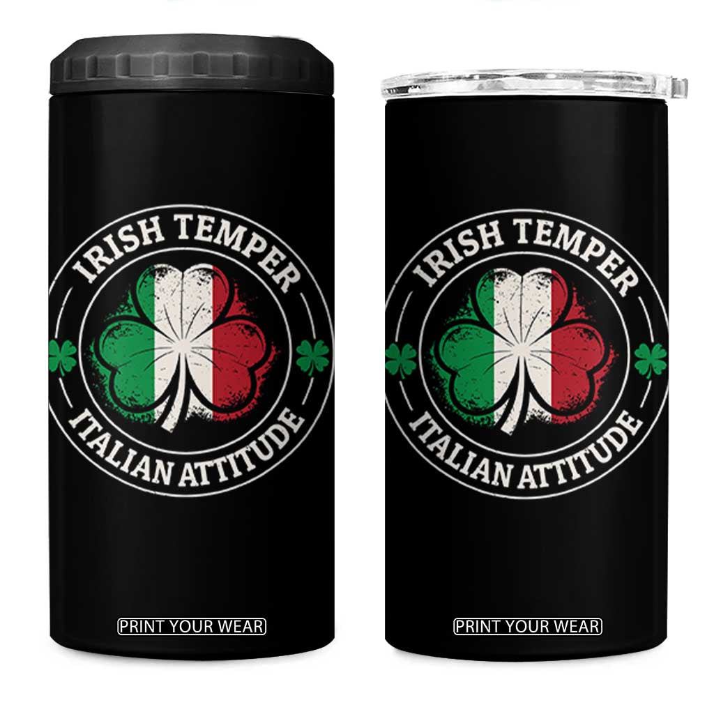 Funny Irish Temper Italian Attitude 4 in 1 Can Cooler Tumbler Irish Italian Pride Vintage Shamrock TS11 One Size: 16 oz Black Print Your Wear