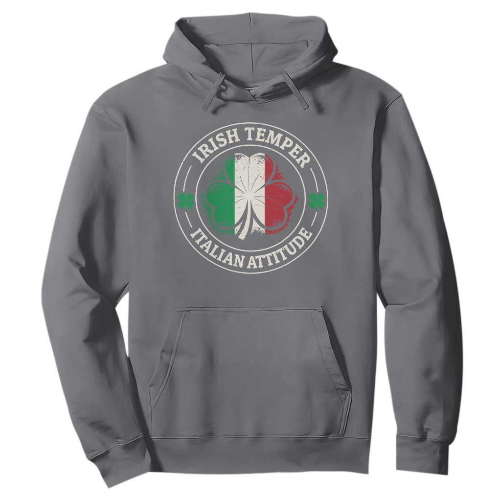 Funny Irish Temper Italian Attitude Hoodie Irish Italian Pride Vintage Shamrock TS11 Charcoal Print Your Wear