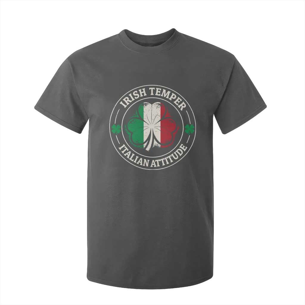 Funny Irish Temper Italian Attitude T Shirt For Kid Irish Italian Pride Vintage Shamrock TS11 Dark Heather Print Your Wear