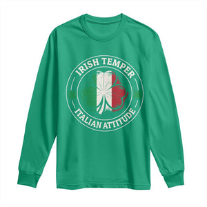 Funny Irish Temper Italian Attitude Long Sleeve Shirt Irish Italian Pride Vintage Shamrock TS11 Irish Green Print Your Wear
