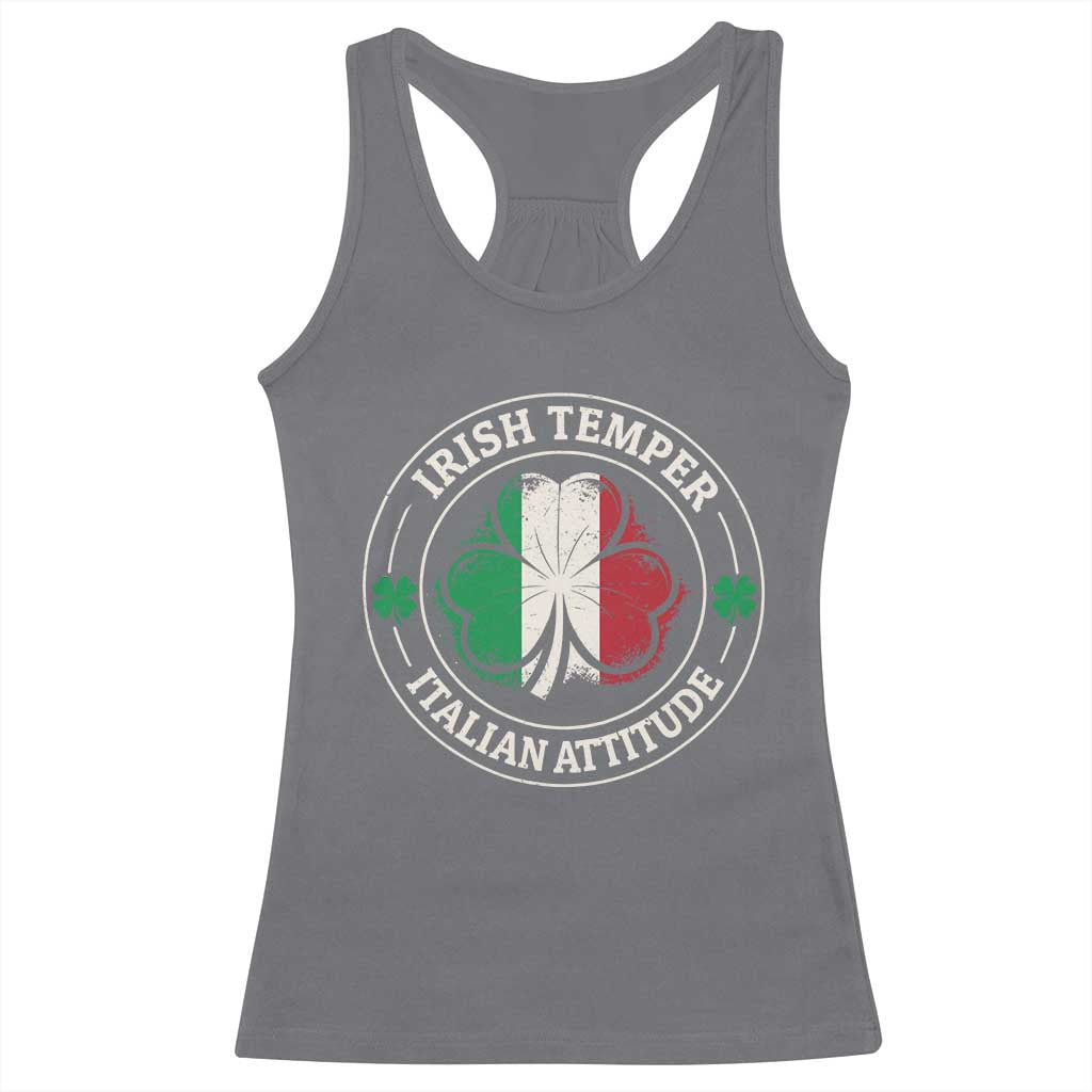 Funny Irish Temper Italian Attitude Racerback Tank Top Irish Italian Pride Vintage Shamrock TS11 Charcoal Print Your Wear