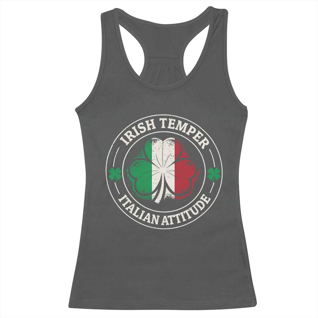 Funny Irish Temper Italian Attitude Racerback Tank Top Irish Italian Pride Vintage Shamrock TS11 Dark Heather Print Your Wear