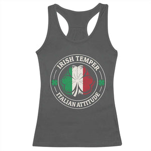Funny Irish Temper Italian Attitude Racerback Tank Top Irish Italian Pride Vintage Shamrock TS11 Dark Heather Print Your Wear
