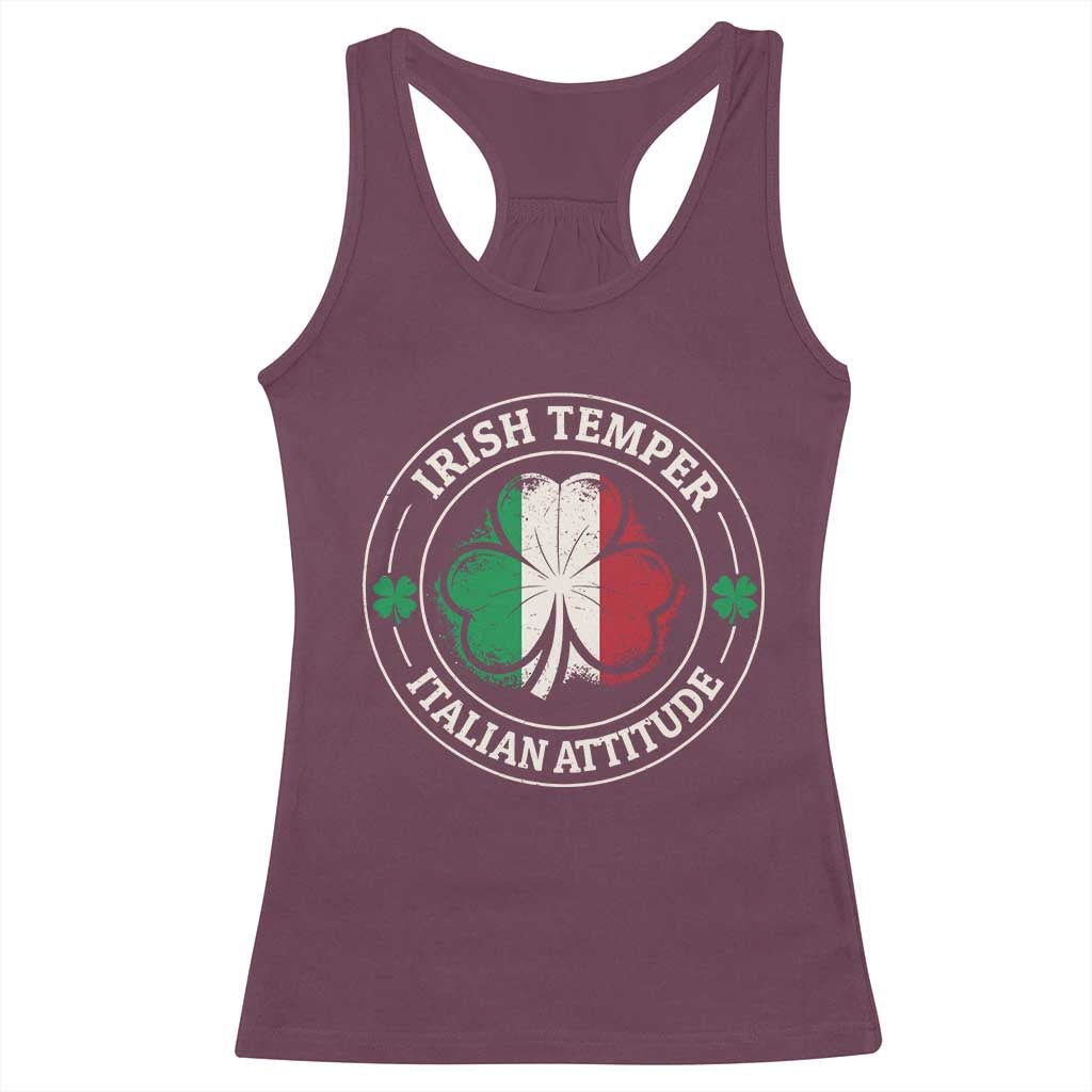 Funny Irish Temper Italian Attitude Racerback Tank Top Irish Italian Pride Vintage Shamrock TS11 Maroon Print Your Wear