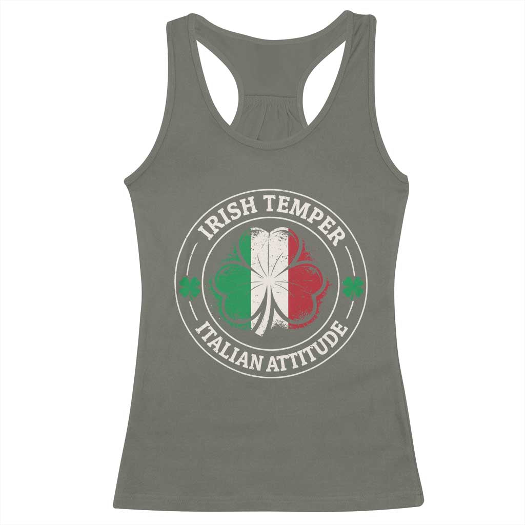 Funny Irish Temper Italian Attitude Racerback Tank Top Irish Italian Pride Vintage Shamrock TS11 Military Green Print Your Wear