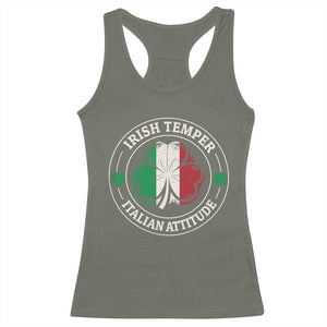 Funny Irish Temper Italian Attitude Racerback Tank Top Irish Italian Pride Vintage Shamrock TS11 Military Green Print Your Wear