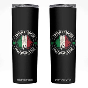 Funny Irish Temper Italian Attitude Skinny Tumbler Irish Italian Pride Vintage Shamrock TS11 Black Print Your Wear