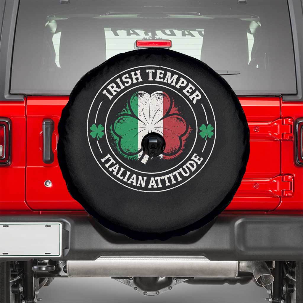 Funny Irish Temper Italian Attitude Spare Tire Cover Irish Italian Pride Vintage Shamrock TS11 Black Print Your Wear
