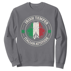 Funny Irish Temper Italian Attitude Sweatshirt Irish Italian Pride Vintage Shamrock TS11 Charcoal Print Your Wear