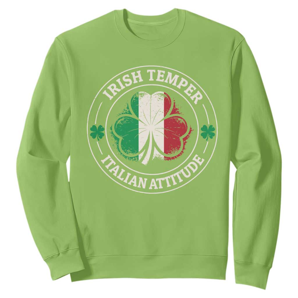 Funny Irish Temper Italian Attitude Sweatshirt Irish Italian Pride Vintage Shamrock TS11 Lime Print Your Wear