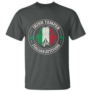 Funny Irish Temper Italian Attitude T Shirt Irish Italian Pride Vintage Shamrock TS11 Dark Heather Print Your Wear