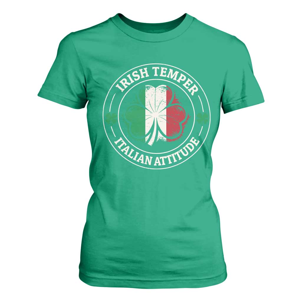 Funny Irish Temper Italian Attitude T Shirt For Women Irish Italian Pride Vintage Shamrock TS11 Irish Green Print Your Wear