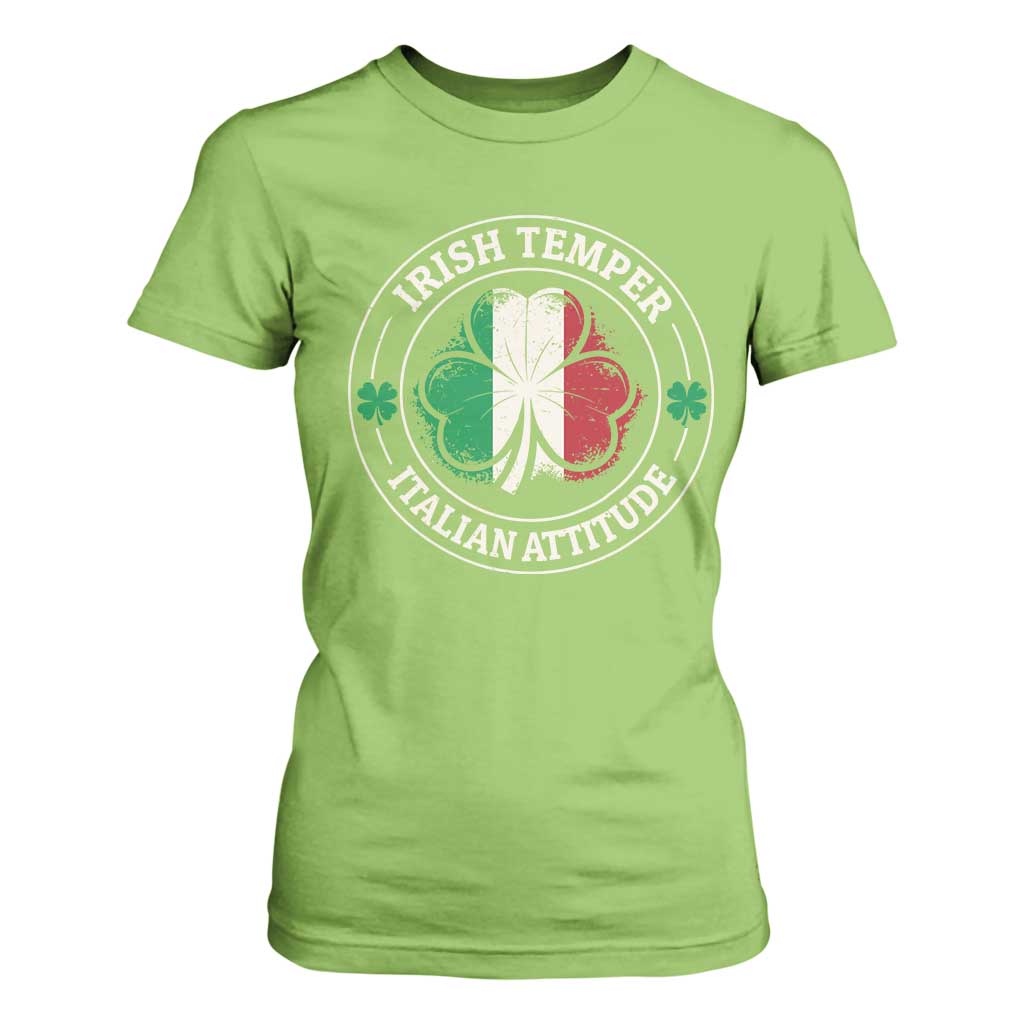 Funny Irish Temper Italian Attitude T Shirt For Women Irish Italian Pride Vintage Shamrock TS11 Lime Print Your Wear