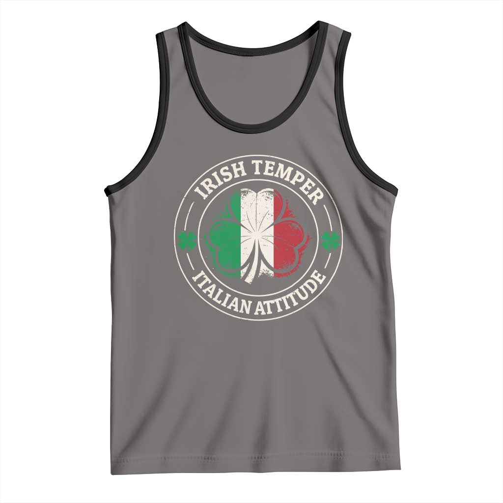 Funny Irish Temper Italian Attitude Tank Top Irish Italian Pride Vintage Shamrock TS11 Deep Heather Black Print Your Wear