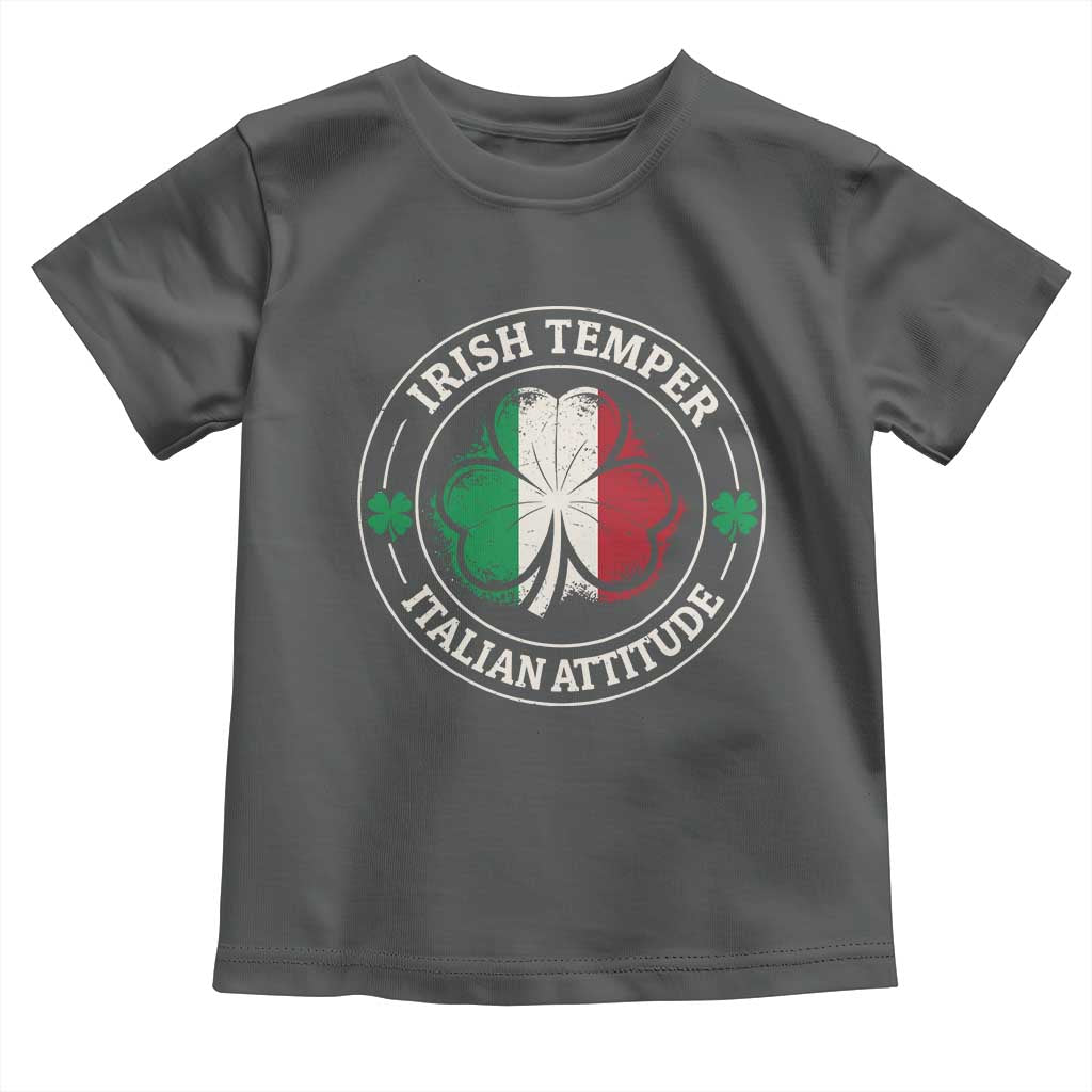 Funny Irish Temper Italian Attitude Toddler T Shirt Irish Italian Pride Vintage Shamrock TS11 Dark Heather Print Your Wear