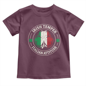 Funny Irish Temper Italian Attitude Toddler T Shirt Irish Italian Pride Vintage Shamrock TS11 Maroon Print Your Wear